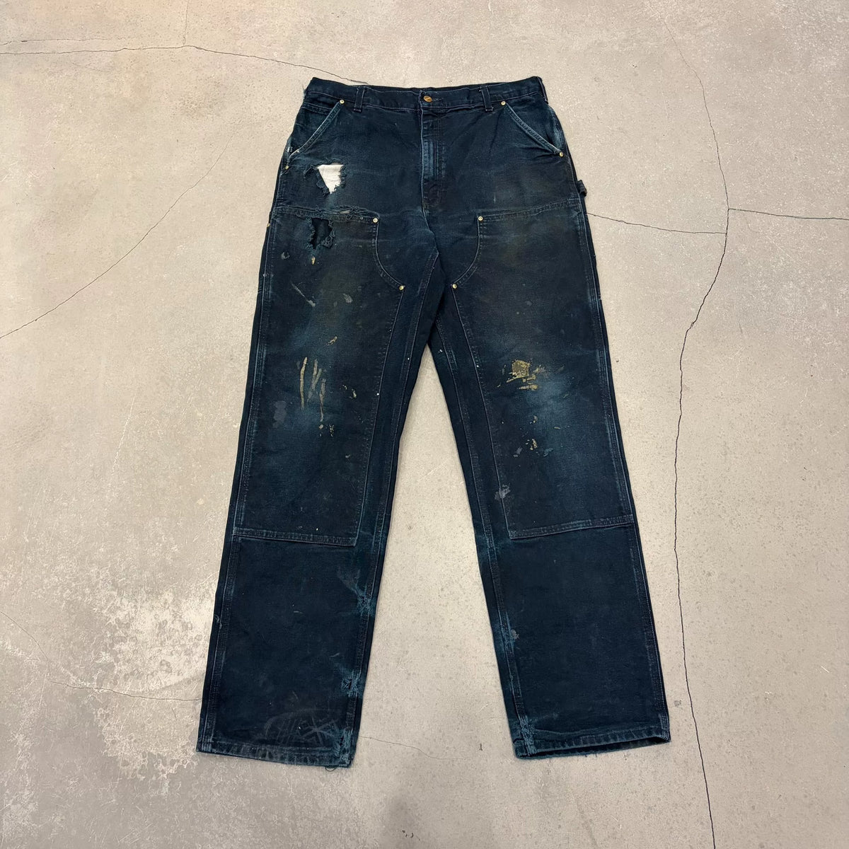 Carhartt B01 BLK Distressed Double-Knee Work Pants