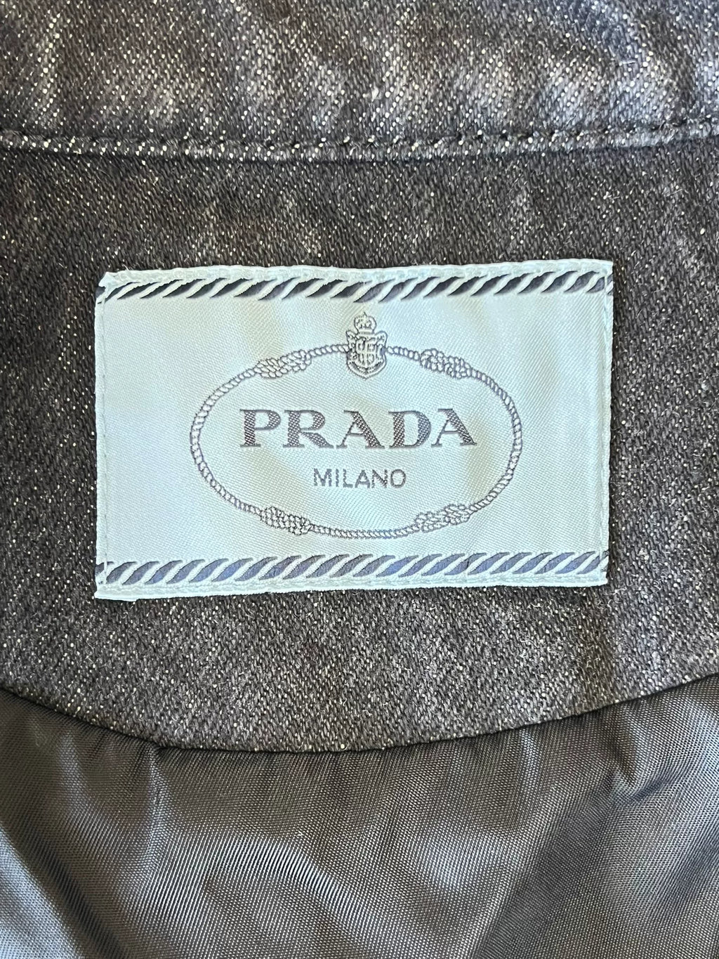 Prada Gray Denim Triangle Logo Jacket