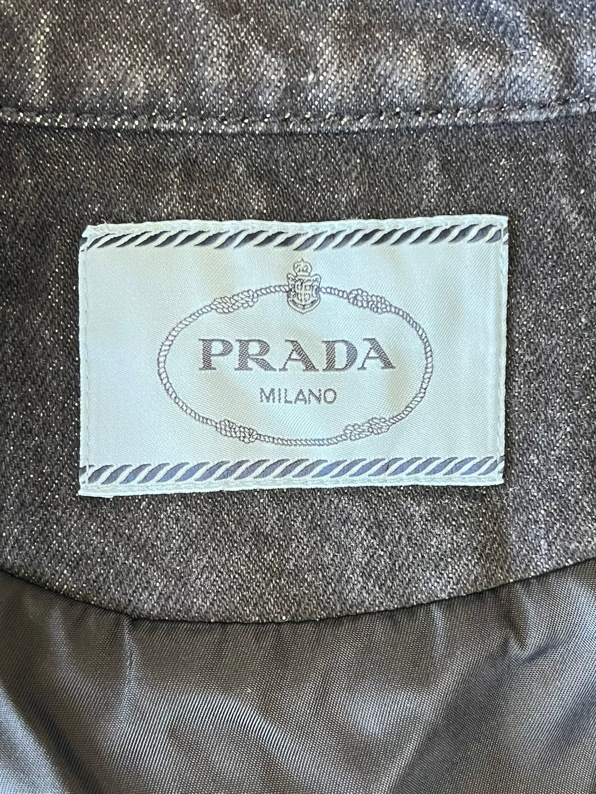 Prada Gray Denim Triangle Logo Jacket