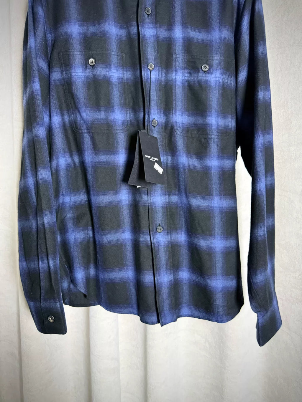 Saint Laurent Paris 13AW Blue Plaid Shirt by Hedi Slimane