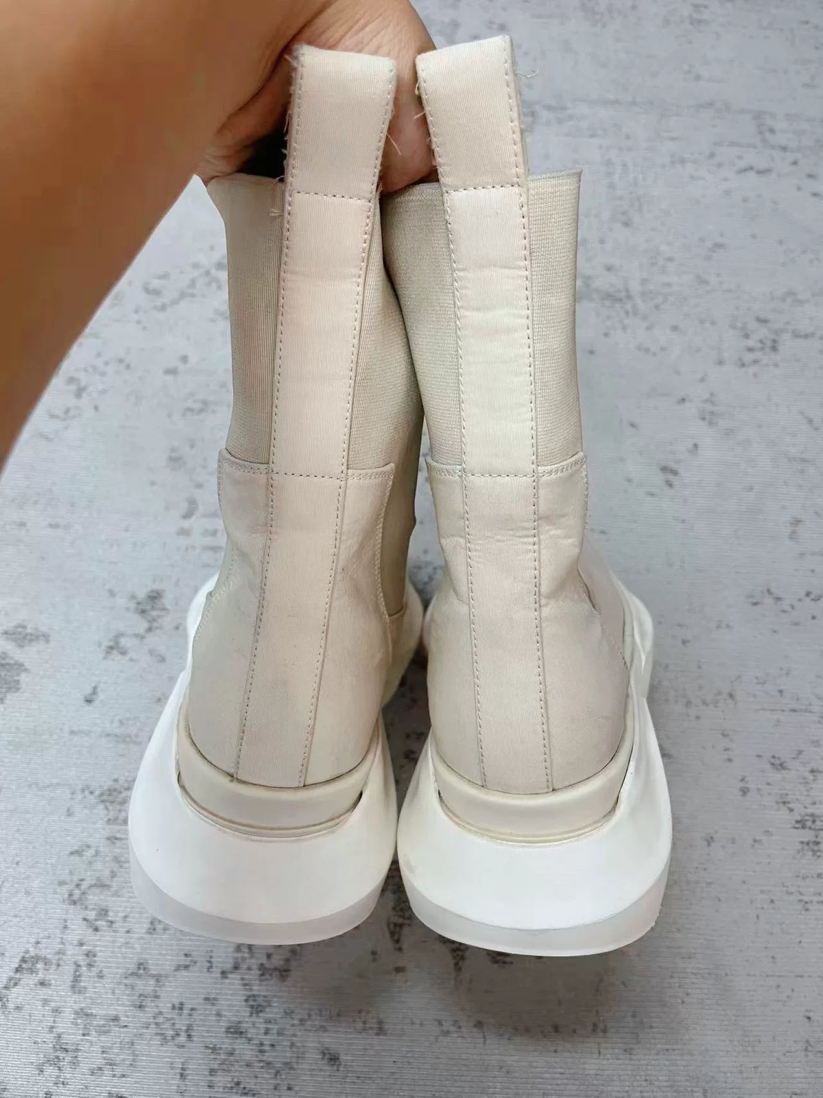 Rick Owens Off-White Platform Chelsea Boots