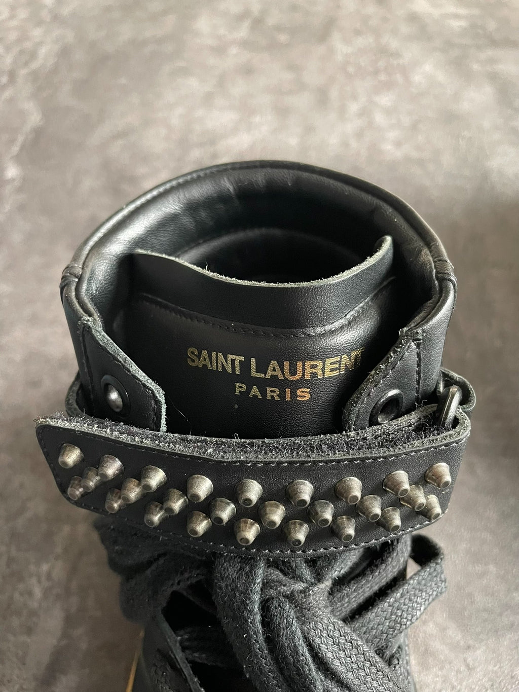 Saint Laurent SLP13 Authentic High-Top Sneakers with Bullet Rivets