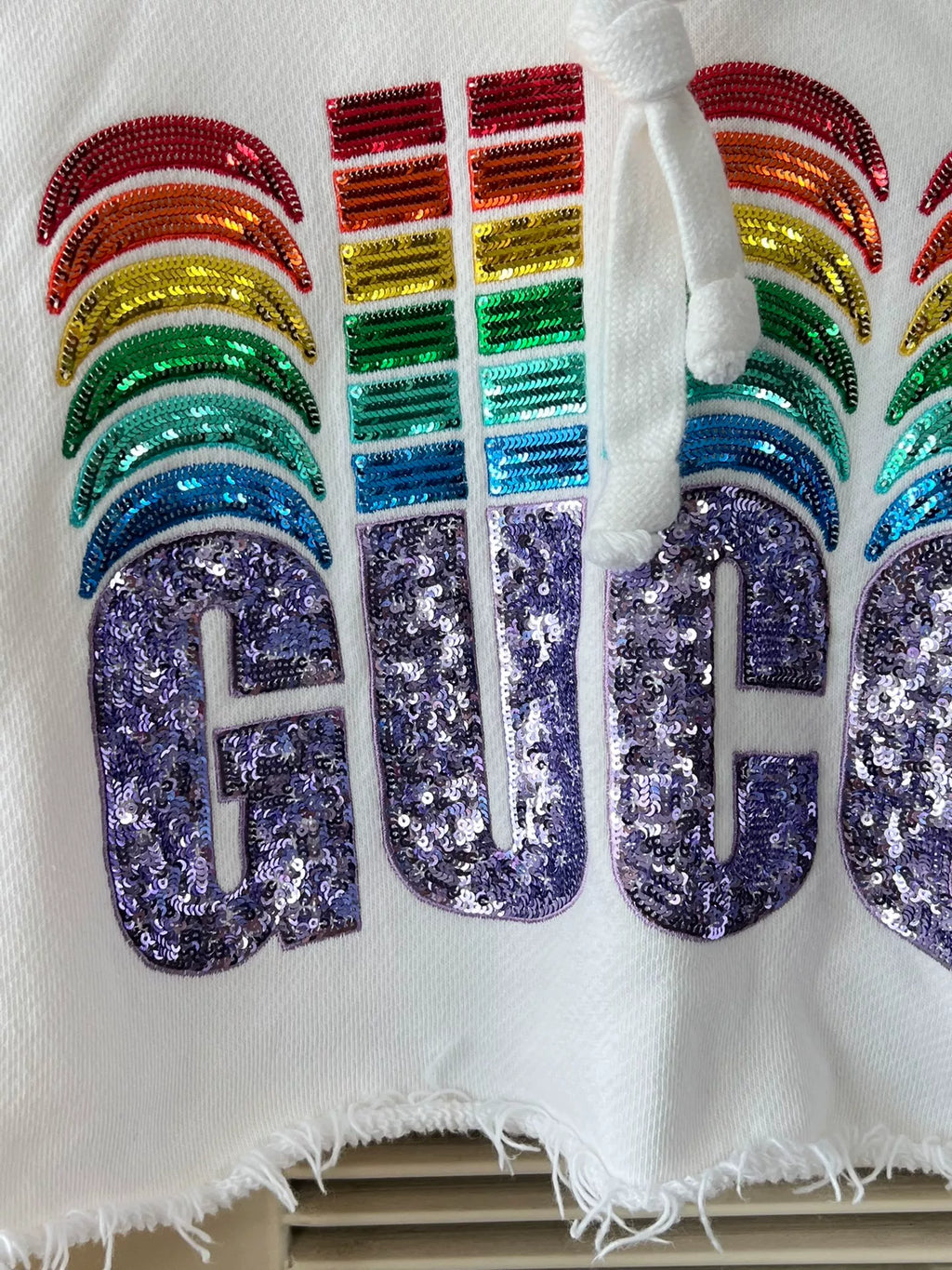 Gucci Rainbow Sequin Cropped Hoodie