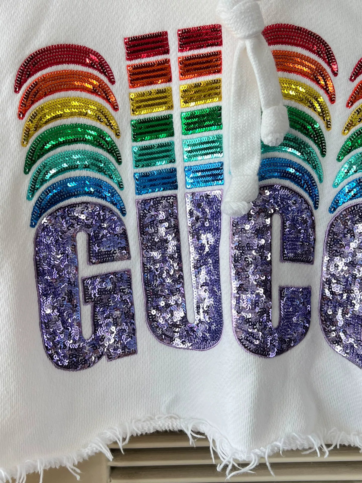 Gucci Rainbow Sequin Cropped Hoodie