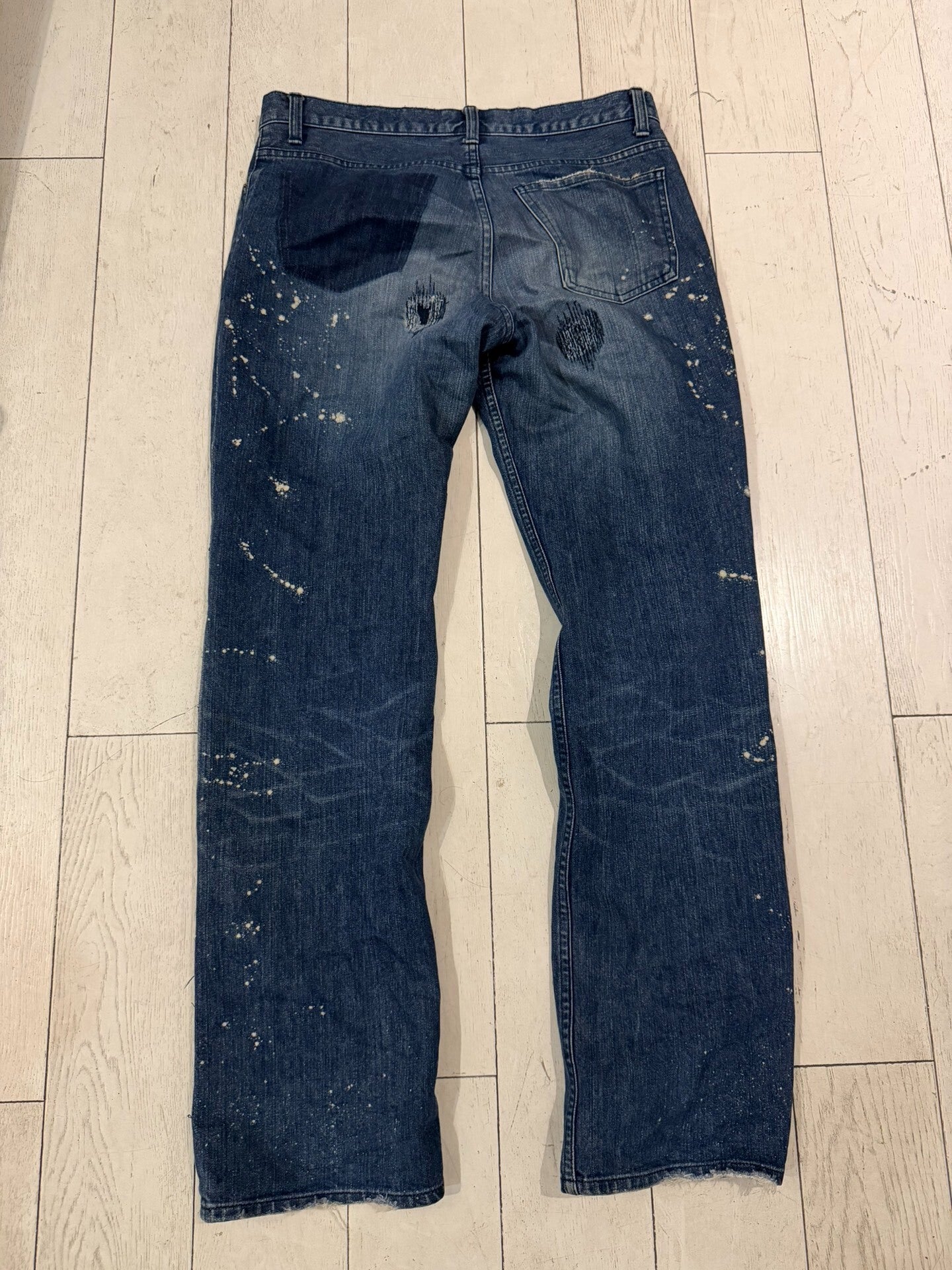Numbernine 01AW Blue Distressed Boro Jeans