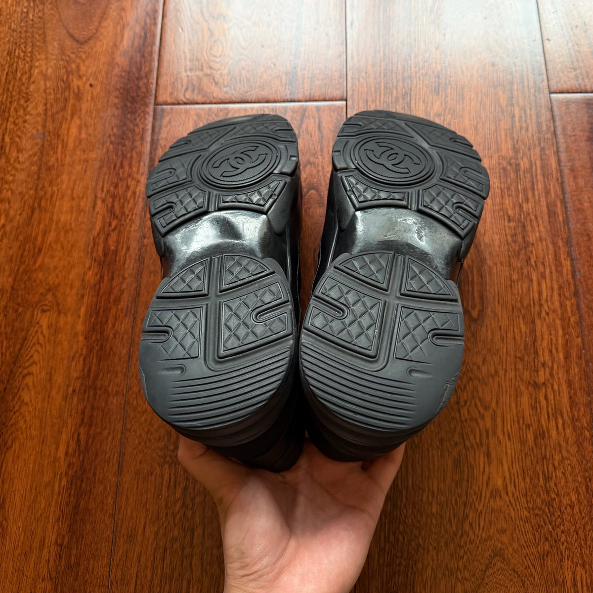 Chanel Lambskin Black Sneakers