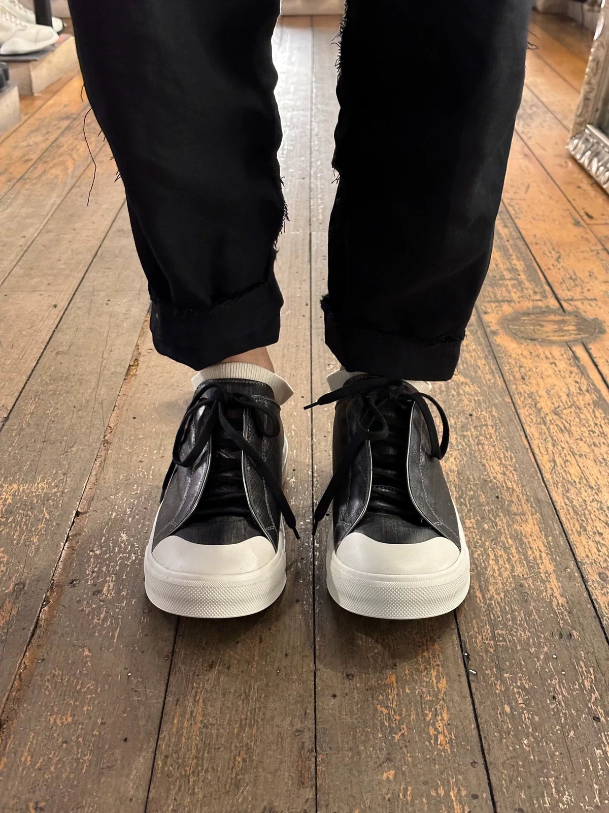 Alexander McQueen Pearl Black Invisible Lace Sneakers