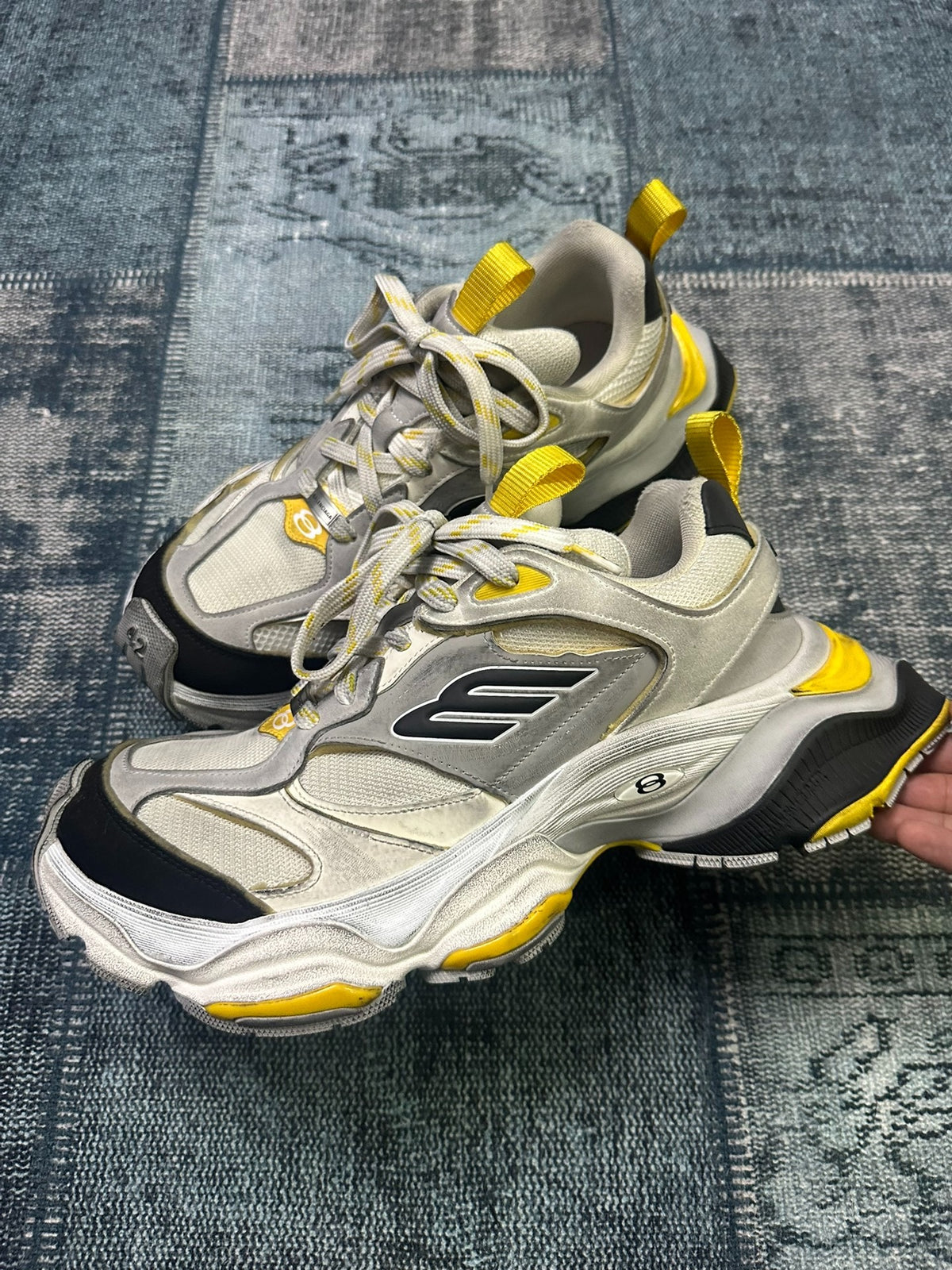 Balenciaga cargo silver-white-yellow  Runway Shoes
