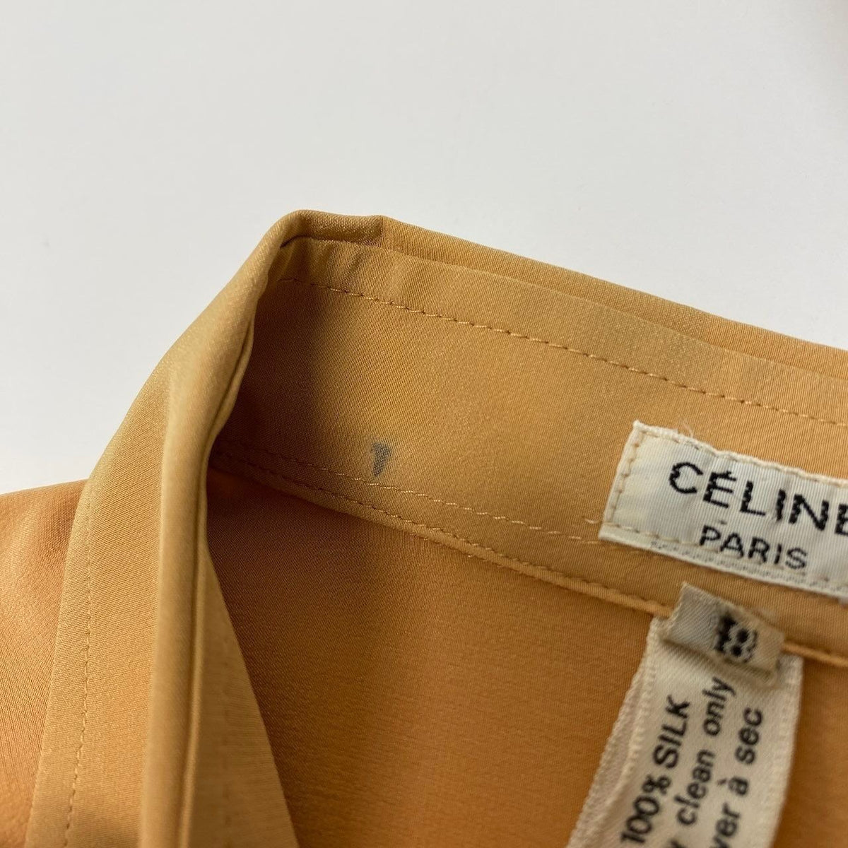 Celine 1990s Silk Logo Embroidered Long Sleeve Shirt