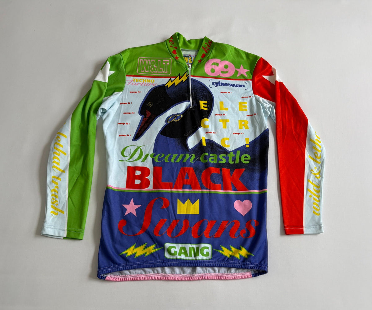 Walter van Beirendonck runway piece swan cycling jersey W&LT vintage 1996 runway archive swan print cycling jersey