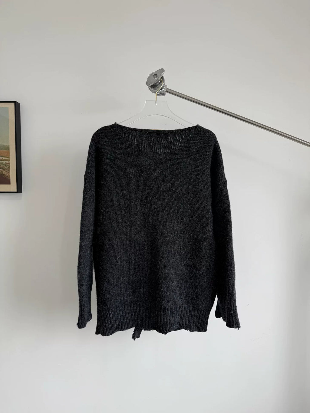 Marni Black Distressed Wool Sweater