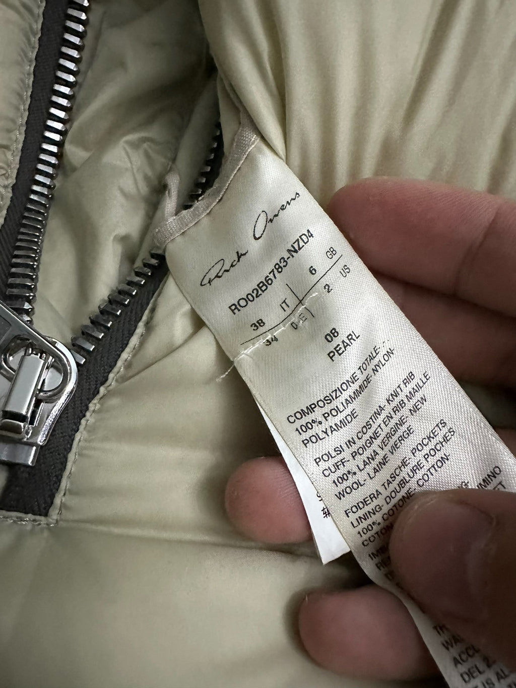 Rick Owens Shark Down Jacket Beige