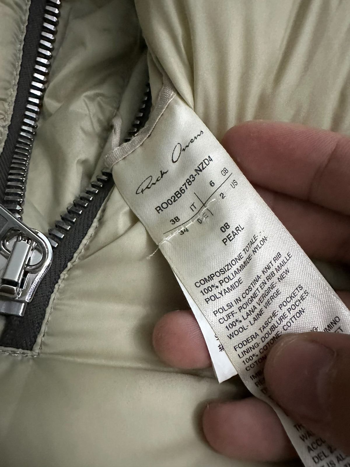 Rick Owens Shark Down Jacket Beige