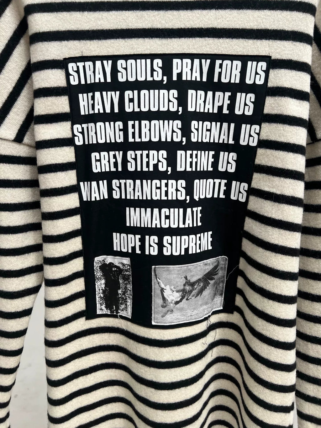 Raf Simons Archive Redux Poetry Patch Striped Wool Long-Sleeve