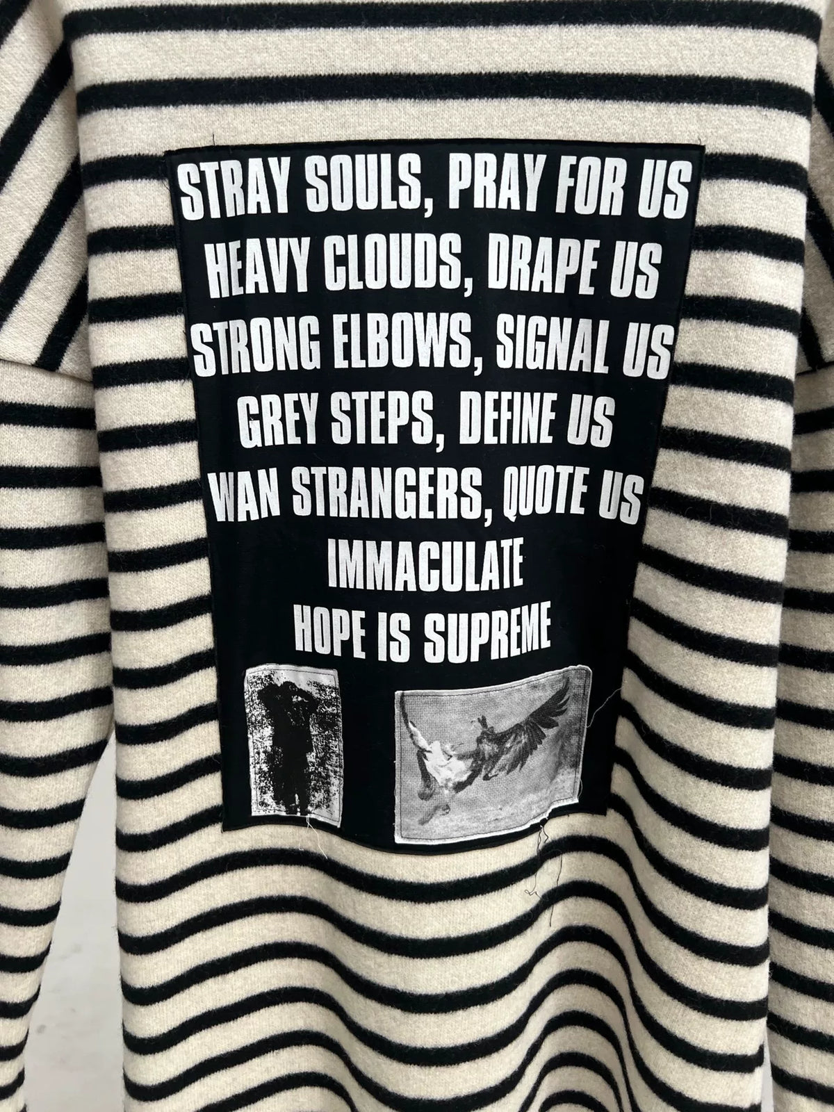 Raf Simons Archive Redux Poetry Patch Striped Wool Long-Sleeve