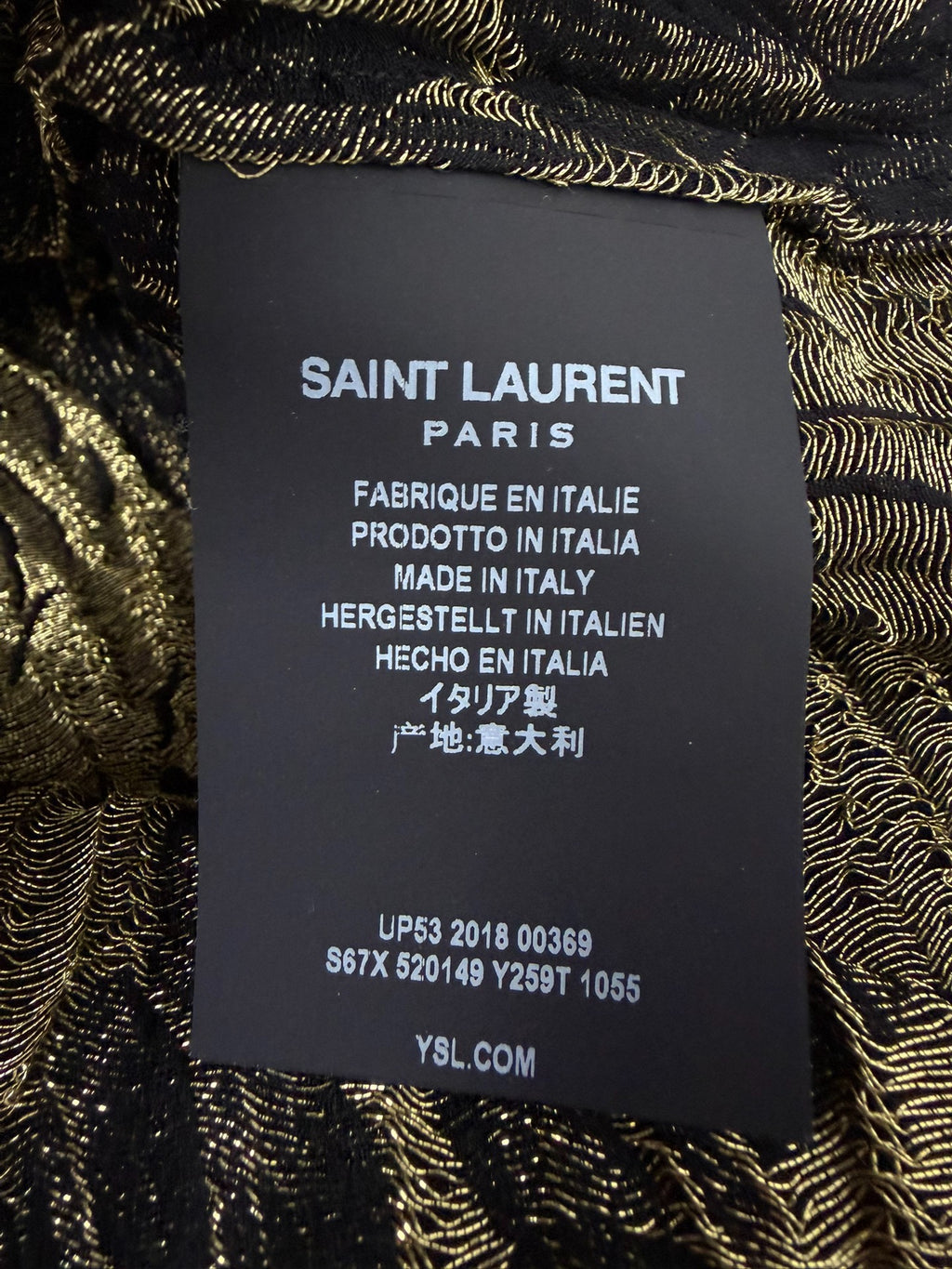 Saint Laurent Slp18fw Black Gold Rose Metallic Shirt