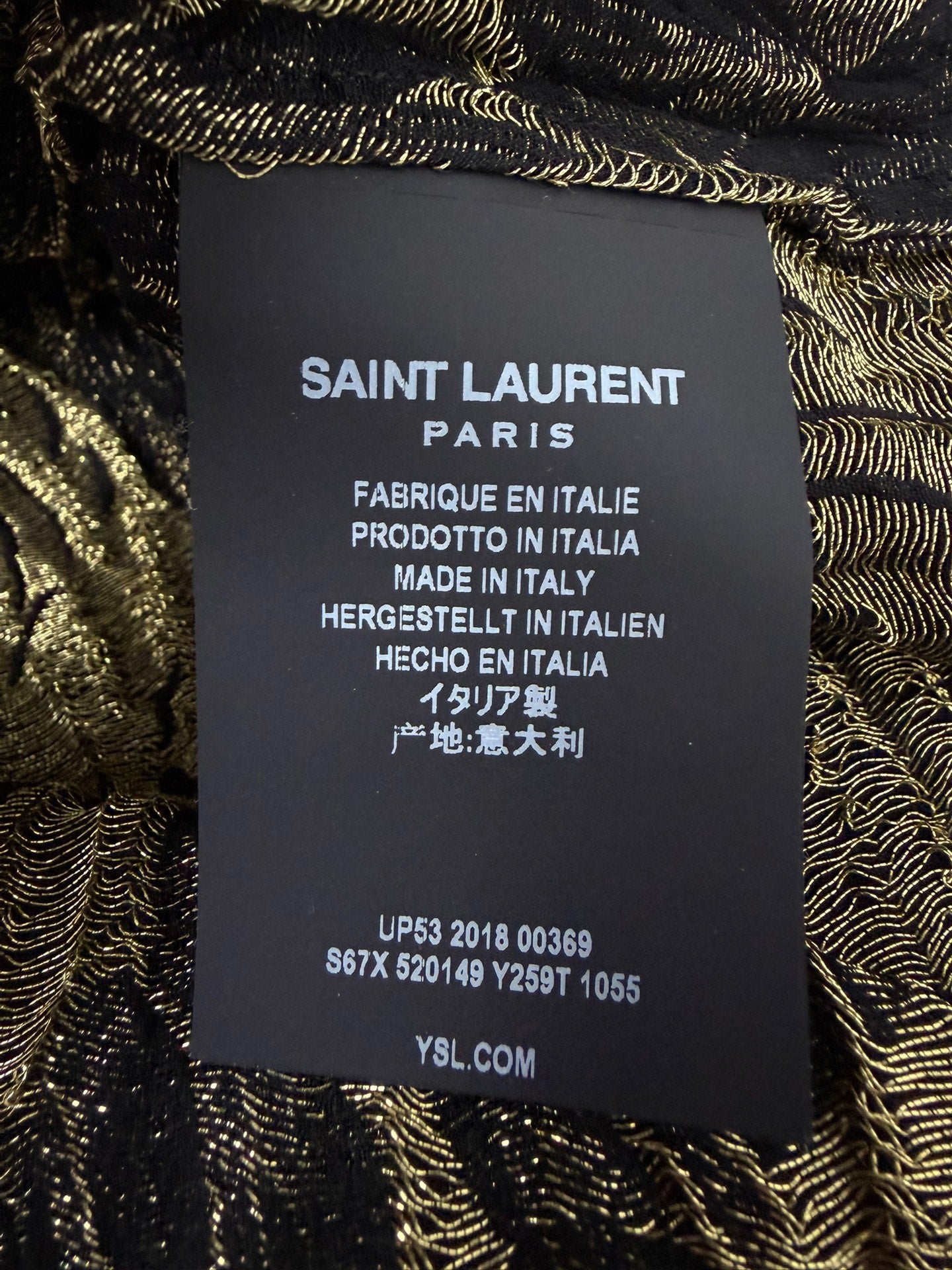 Saint Laurent Slp18fw Black Gold Rose Metallic Shirt
