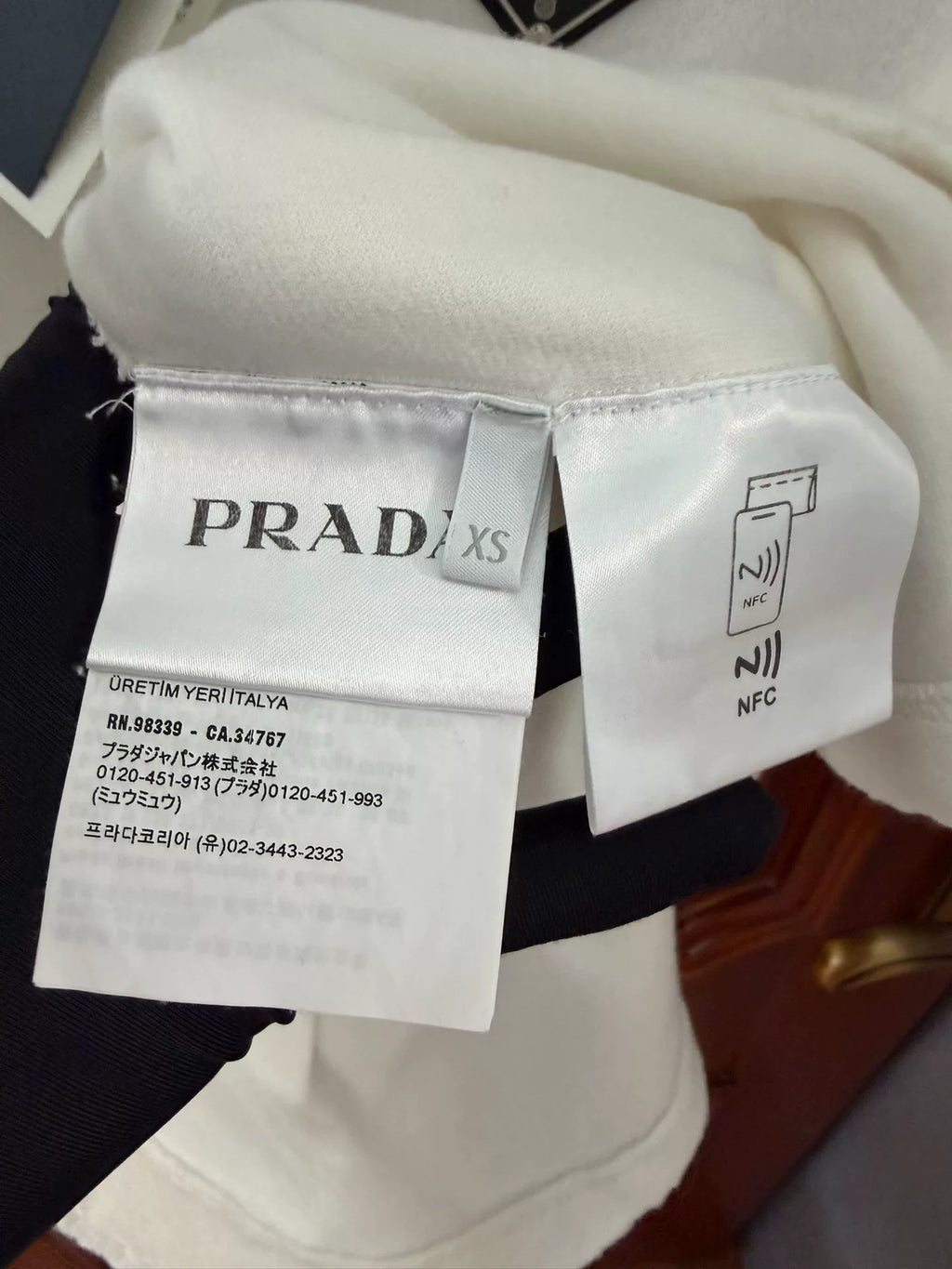 Prada White Triangle Logo Terry Short-Sleeve T-Shirt