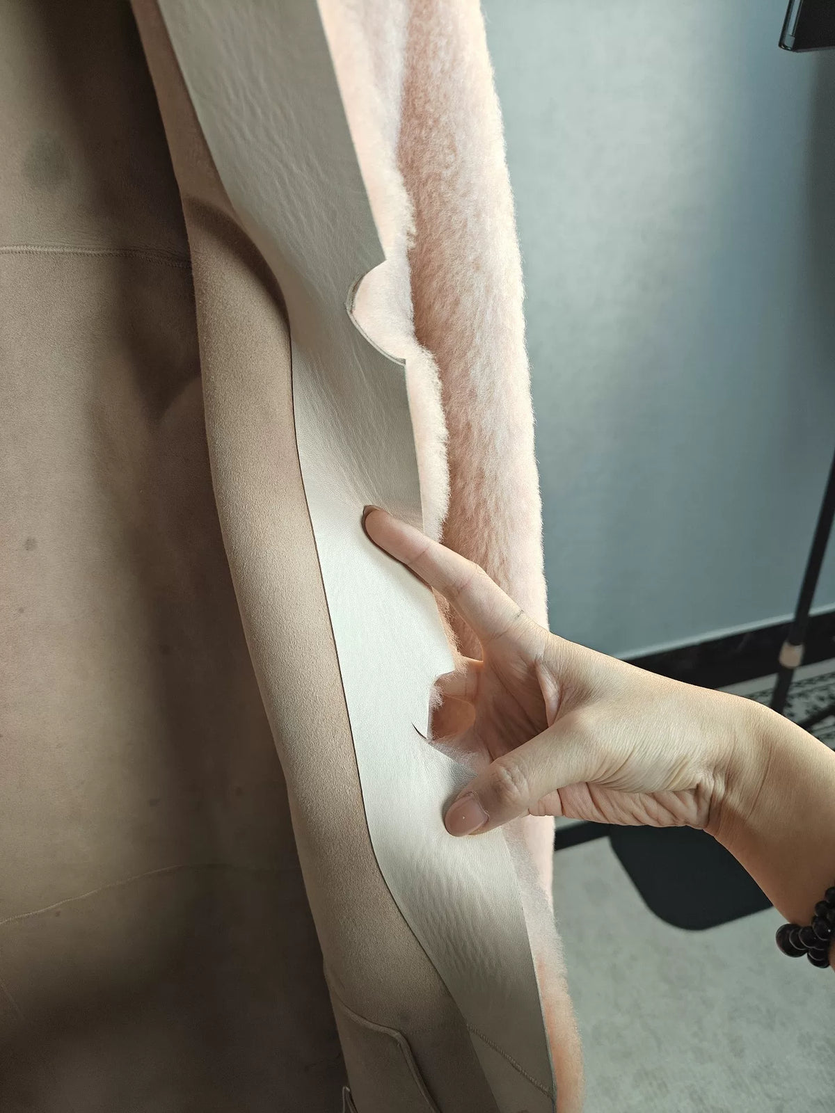 Bottega Veneta Pink Shearling Long Coat