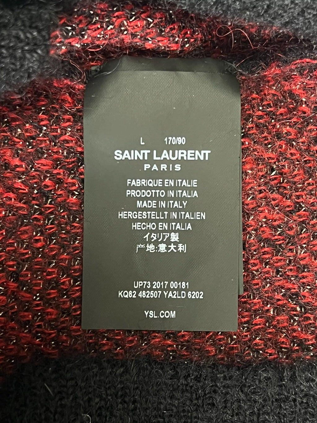 Saint Laurent black mohair sweater with heart and lightning bolt design
