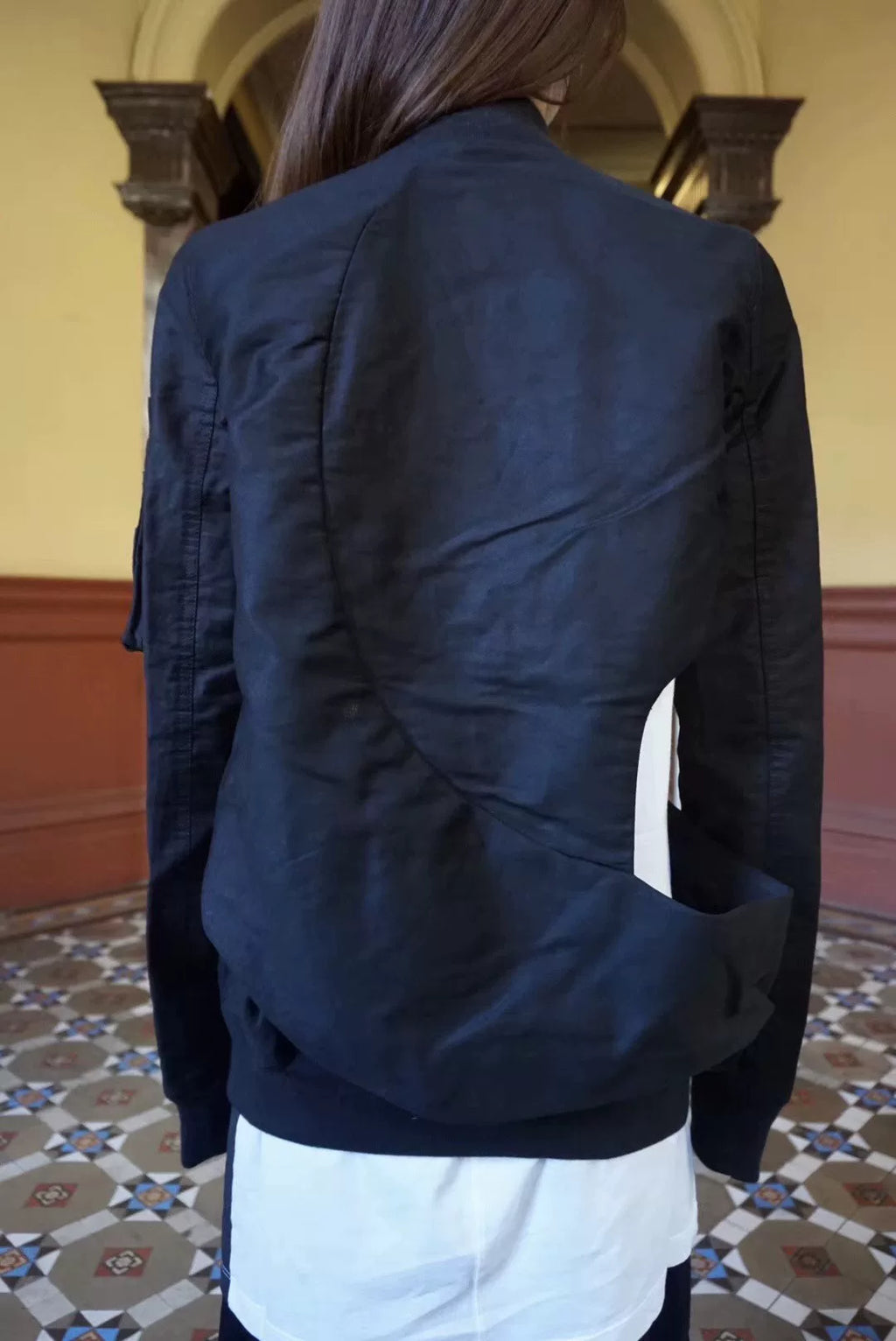 Rick Owens SS19 Black Shred Flight Bomber Cotton Jacket