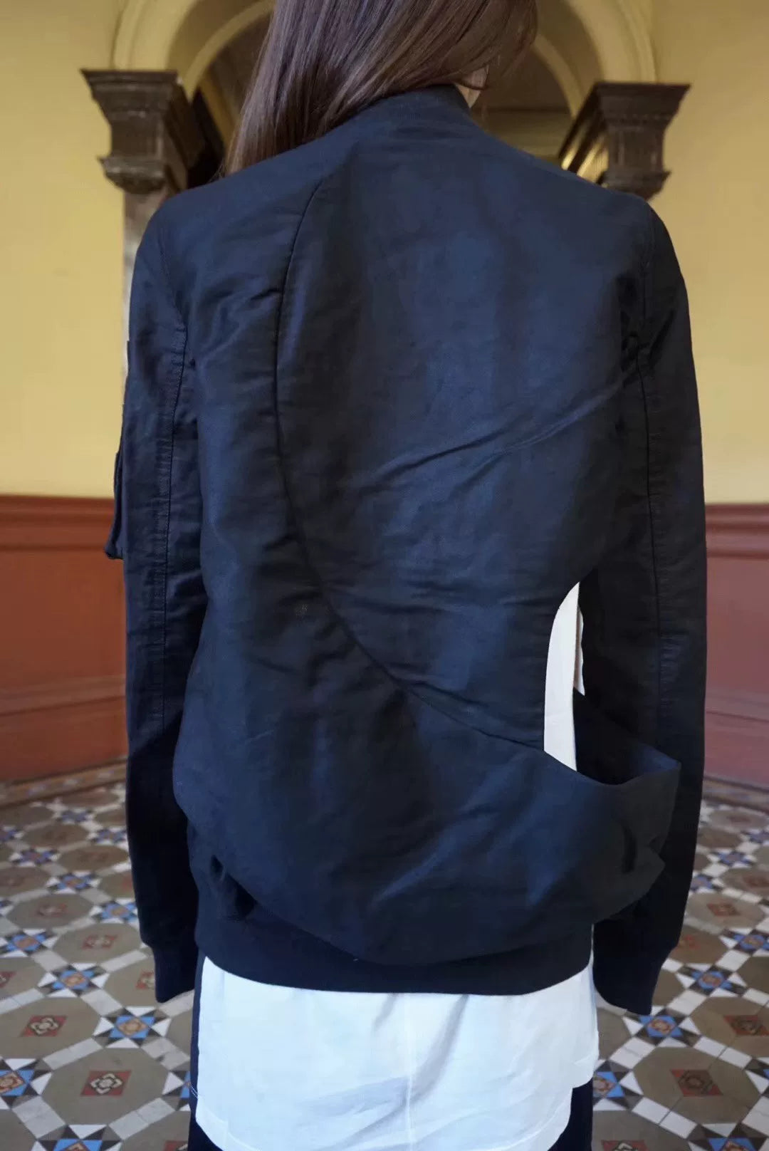 Rick Owens SS19 Black Shred Flight Bomber Cotton Jacket