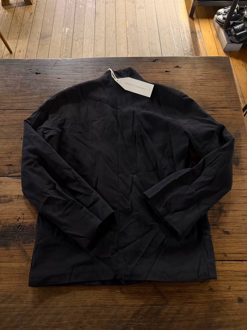 Christophe Lemaire Black Collarless Cotton Viscose Jacket