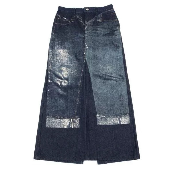 Jean Paul Gaultier Vintage Dark Patterned Denim Skirt