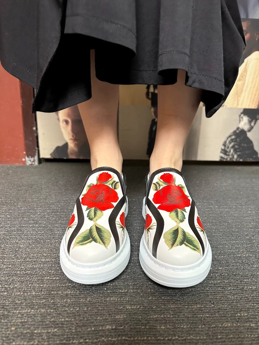 Alexander McQueen SS17 White Floral Print Platform Sneakers