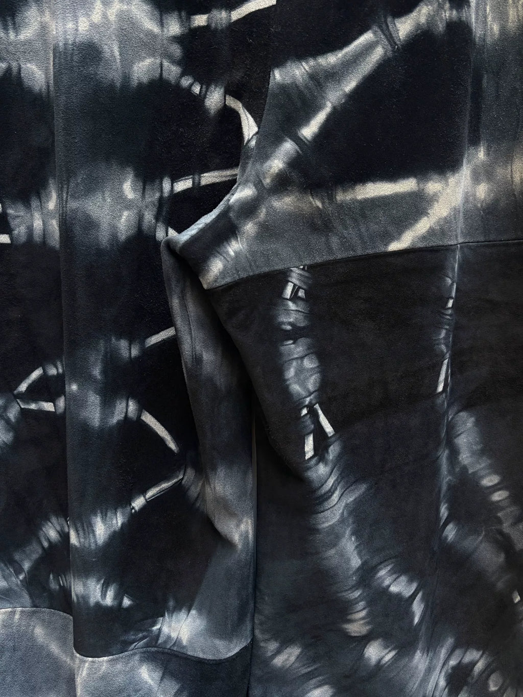 Ann Demeulemeester SS01 Runway Suede Tie-Dye Floor-Length Wide-Leg Pants