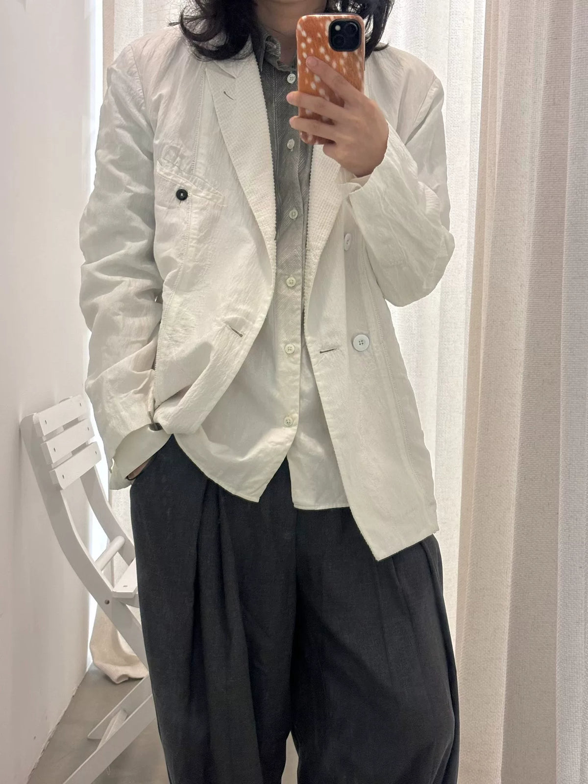 Ann Demeulemeester｜Ann's own era bubble chiffon patchwork suit