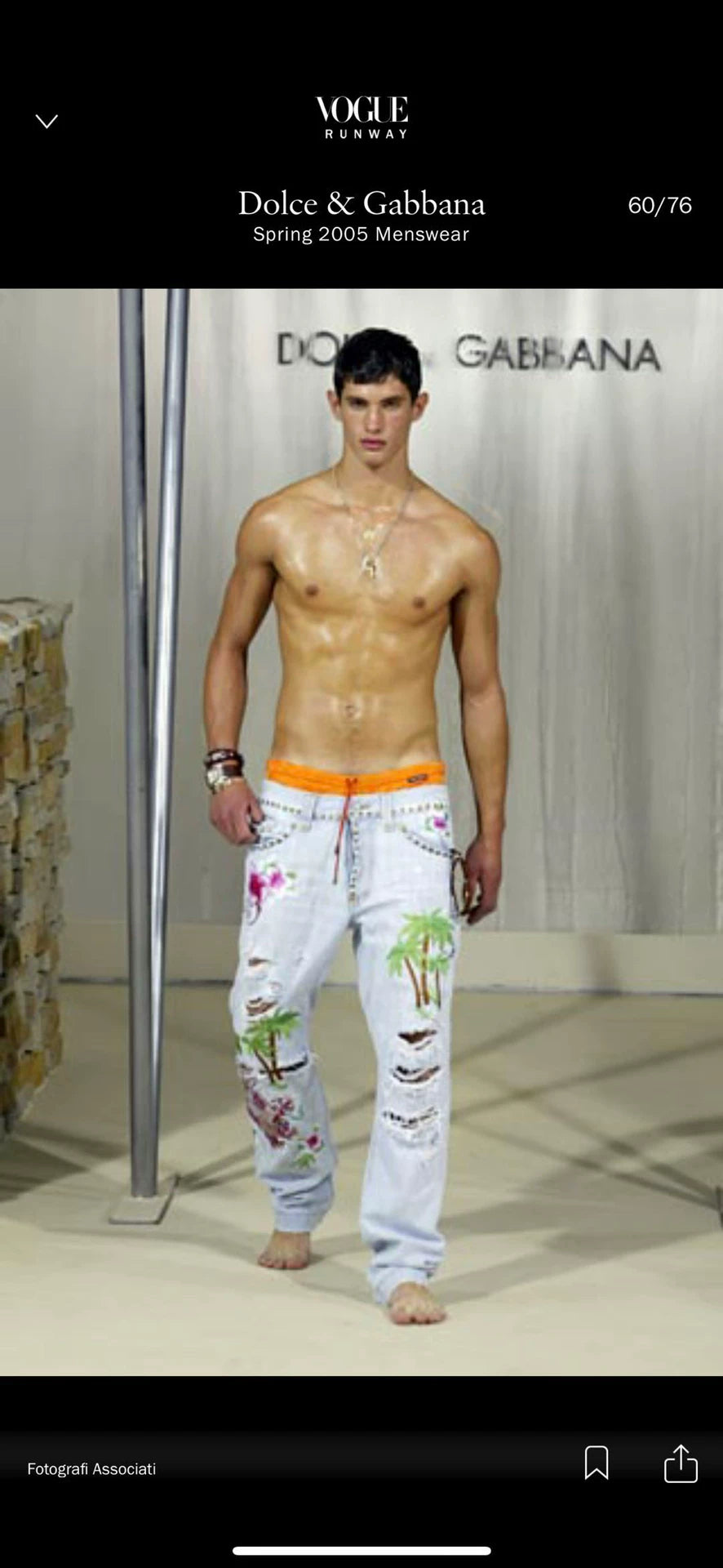 Dolce Gabbana 05ss show style embroidered riveted denim pants