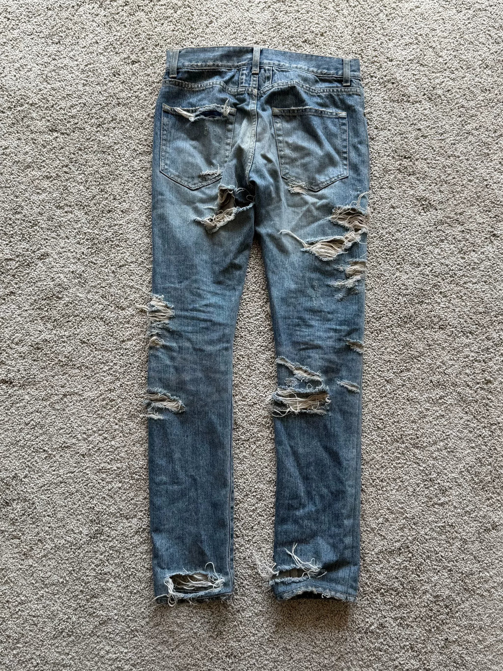 Saint Laurent FW13 Heavy Distressed Denim Jeans