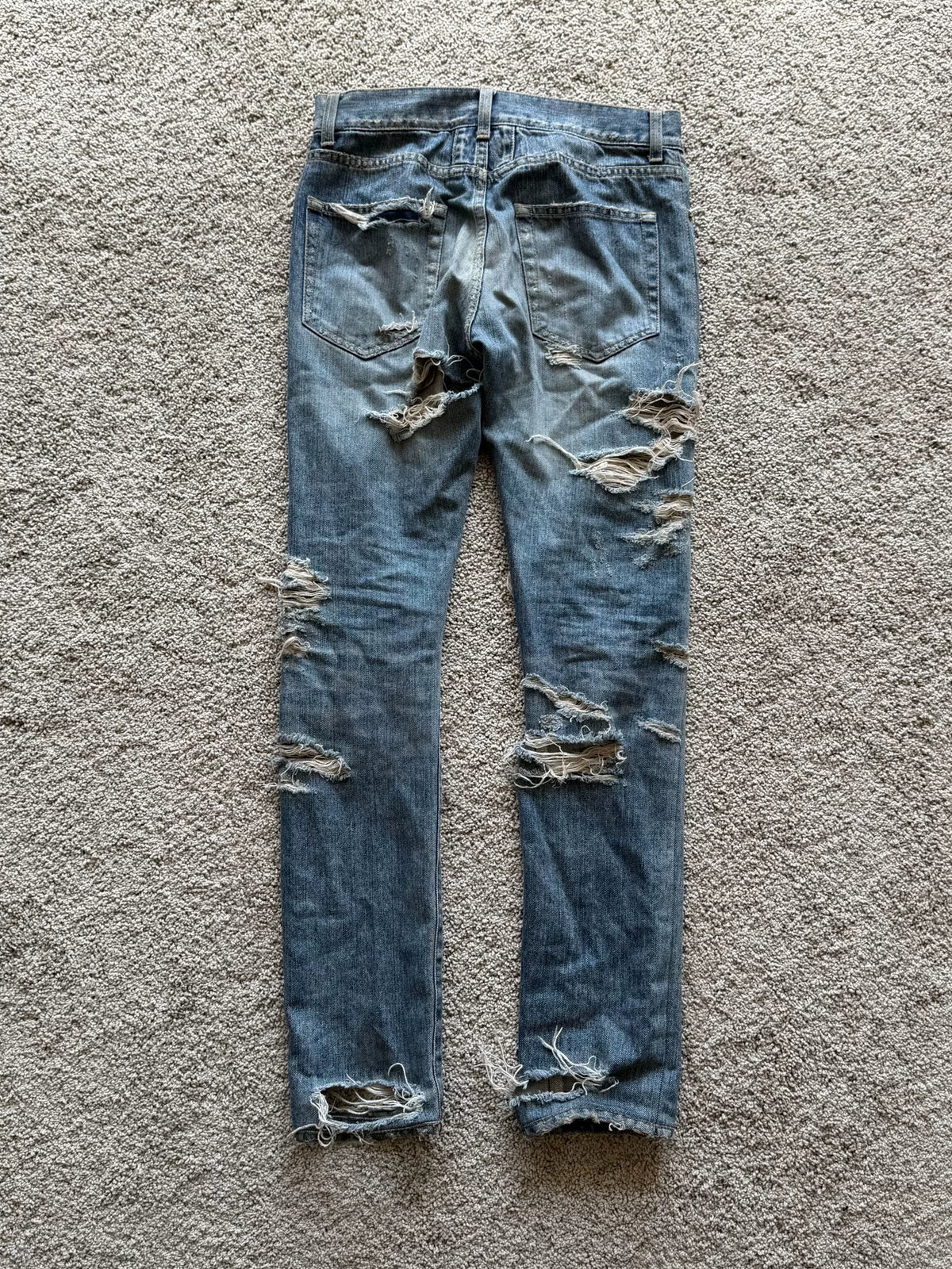 Saint Laurent FW13 Heavy Distressed Denim Jeans