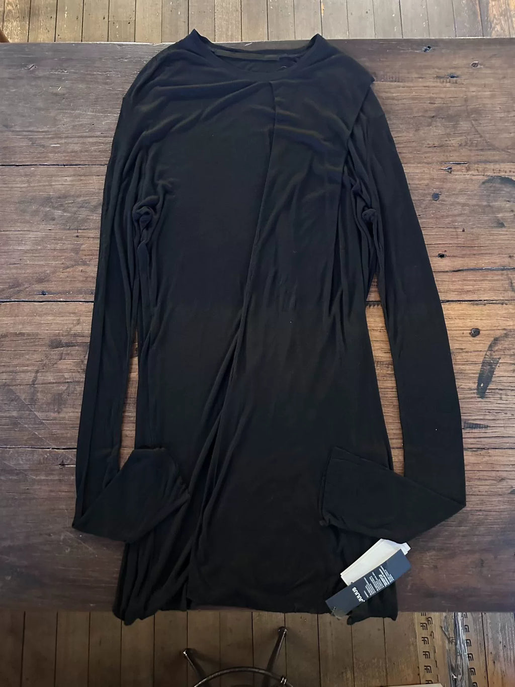 Julius Black Irregular Ribbed Sleeve 16Pre Quantums Viscose Silk Jacket