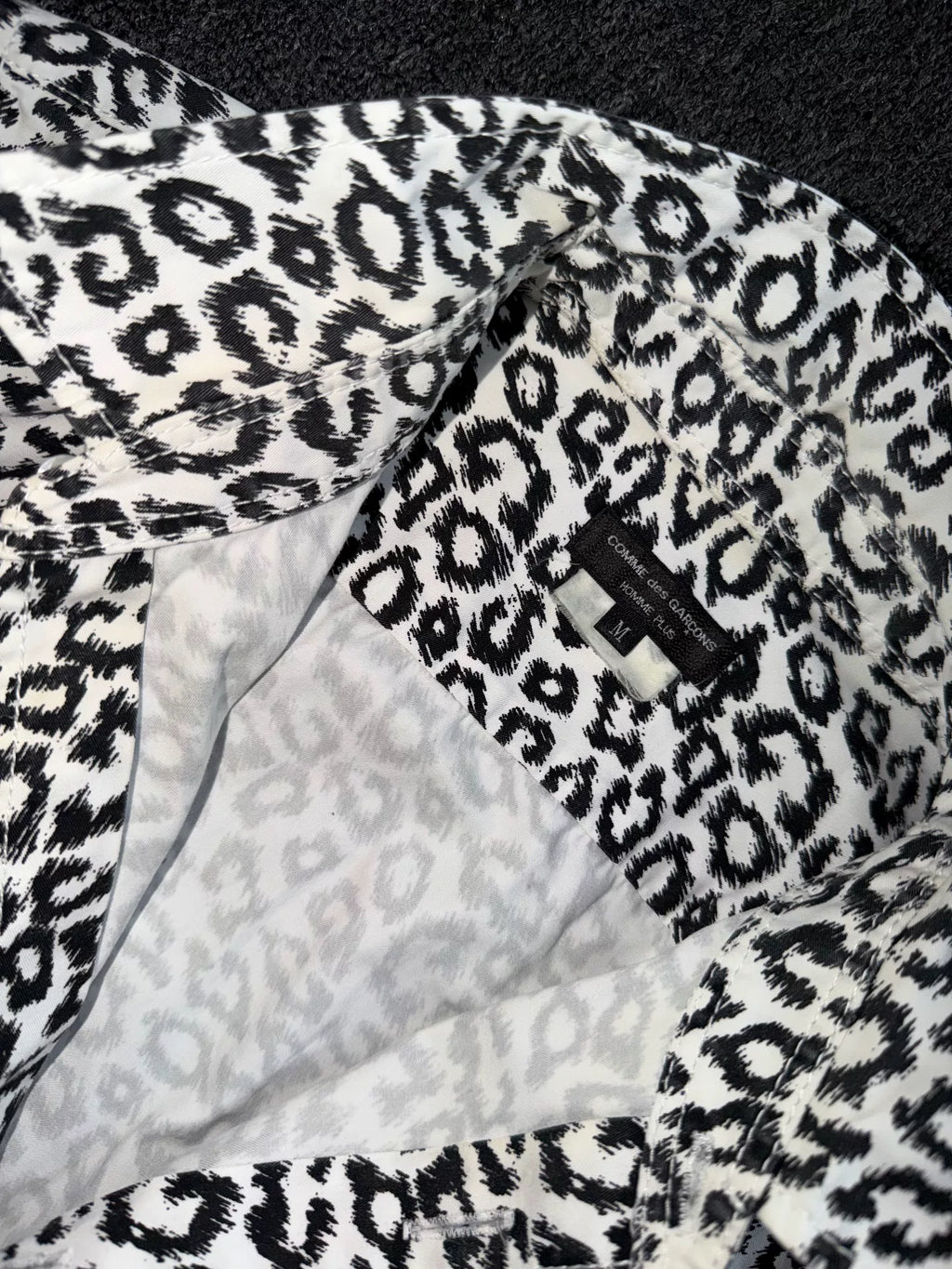 Comme Des Garcons Homme Plus SS13 Black White Leopard Stand-Collar Short-Sleeve Shirt
