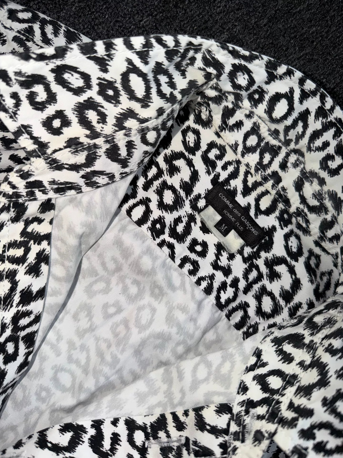 Comme Des Garcons Homme Plus SS13 Black White Leopard Stand-Collar Short-Sleeve Shirt