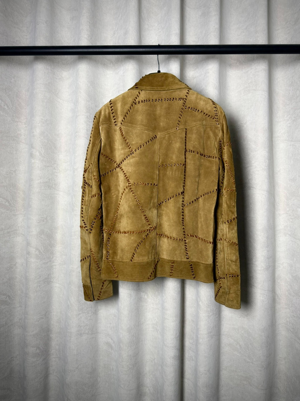 Saint Laurent 18FW Suede Leather Geometric Tied Jacket by Anthony Vaccarello