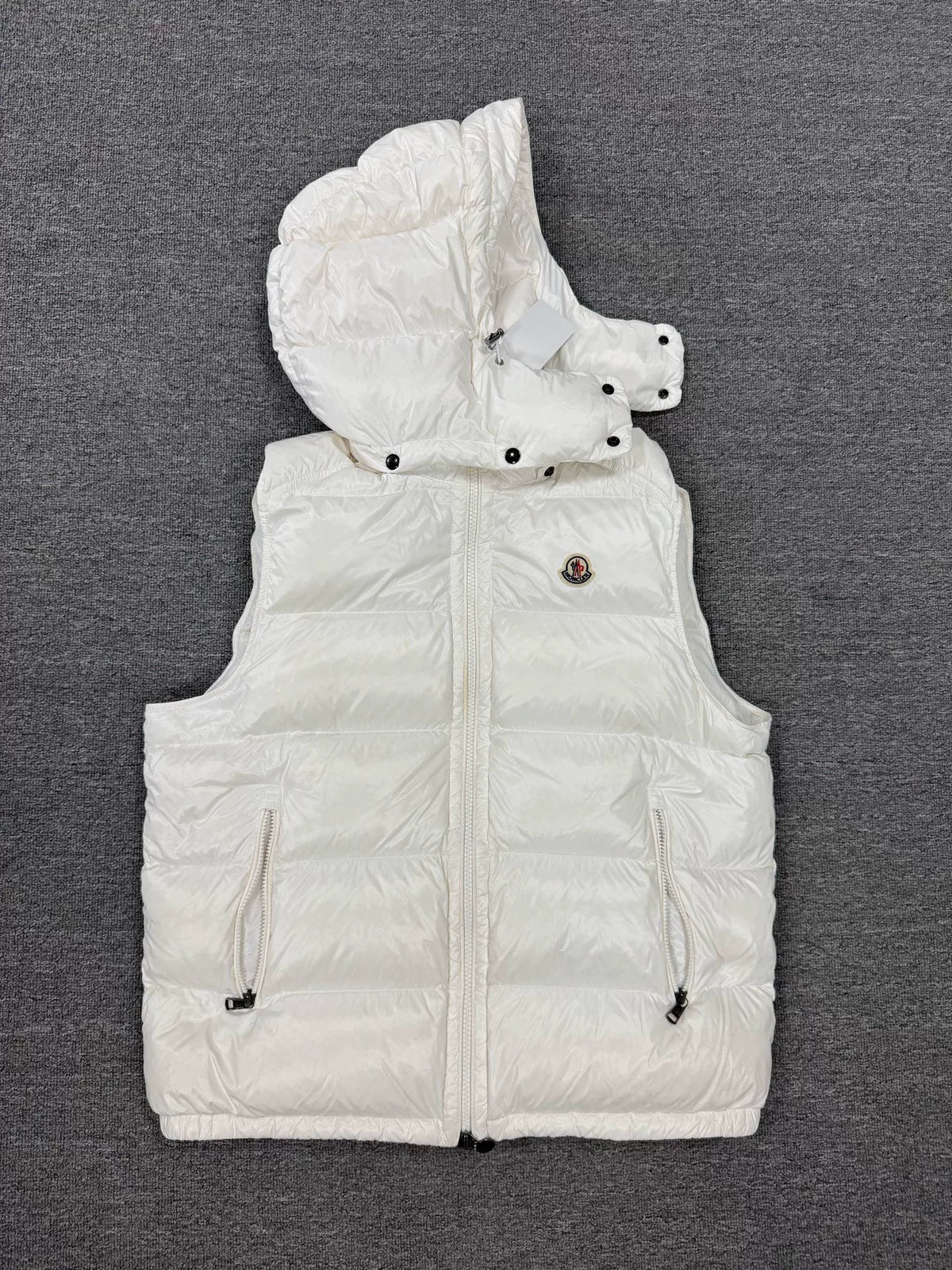 Moncler White Hooded Down Vest