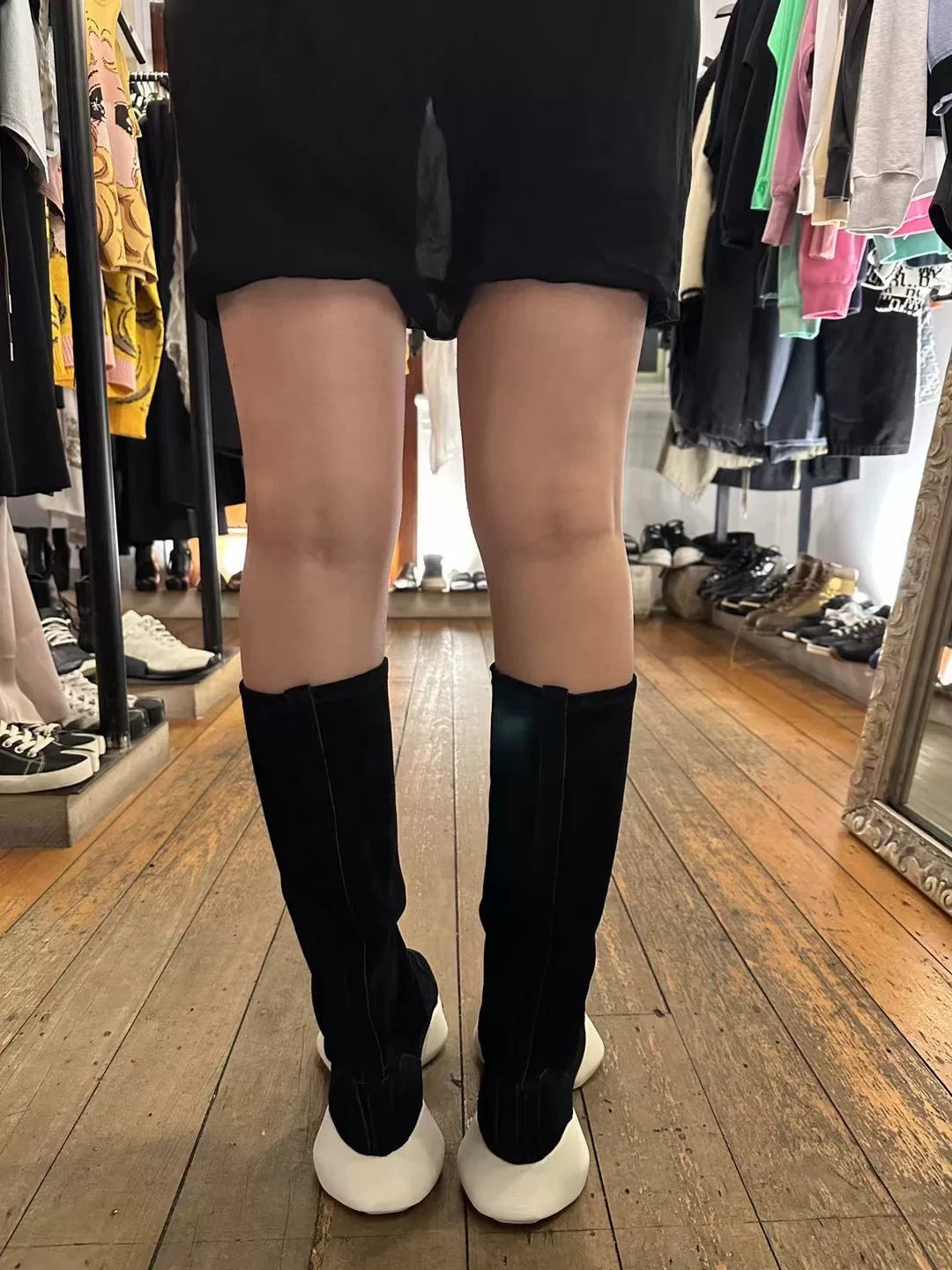 Rick Owens × ADIDAS Black White Runner Stretch Horsebit Sock Boots