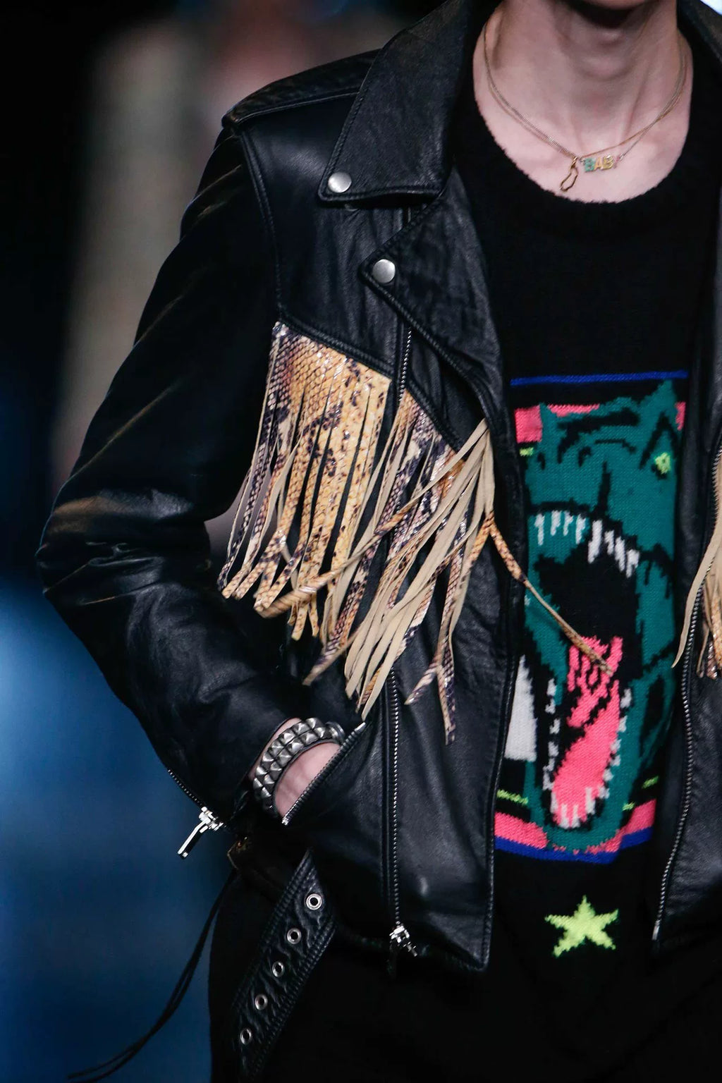 Saint Laurent SS16 Dinosaur Intarsia Sweater