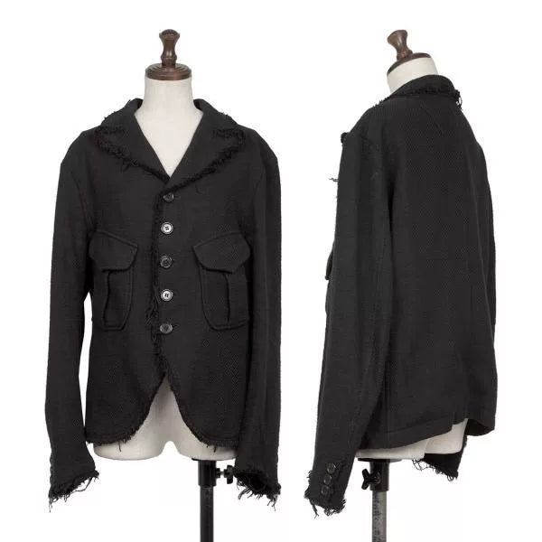 Yohji Yamamoto Black Raw-Edge Jacket