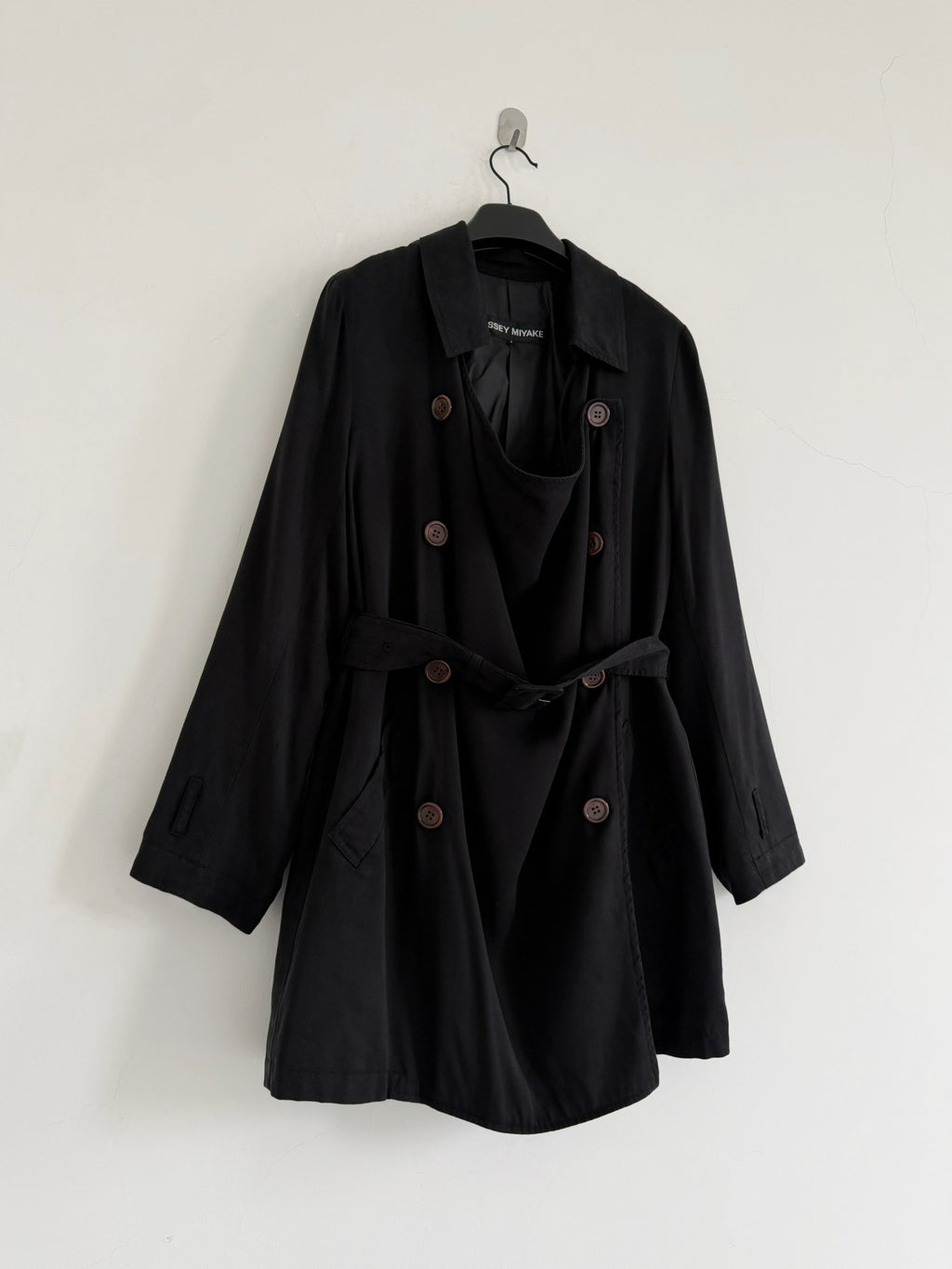 Issey Miyake 2005 main line draped collar trench coat