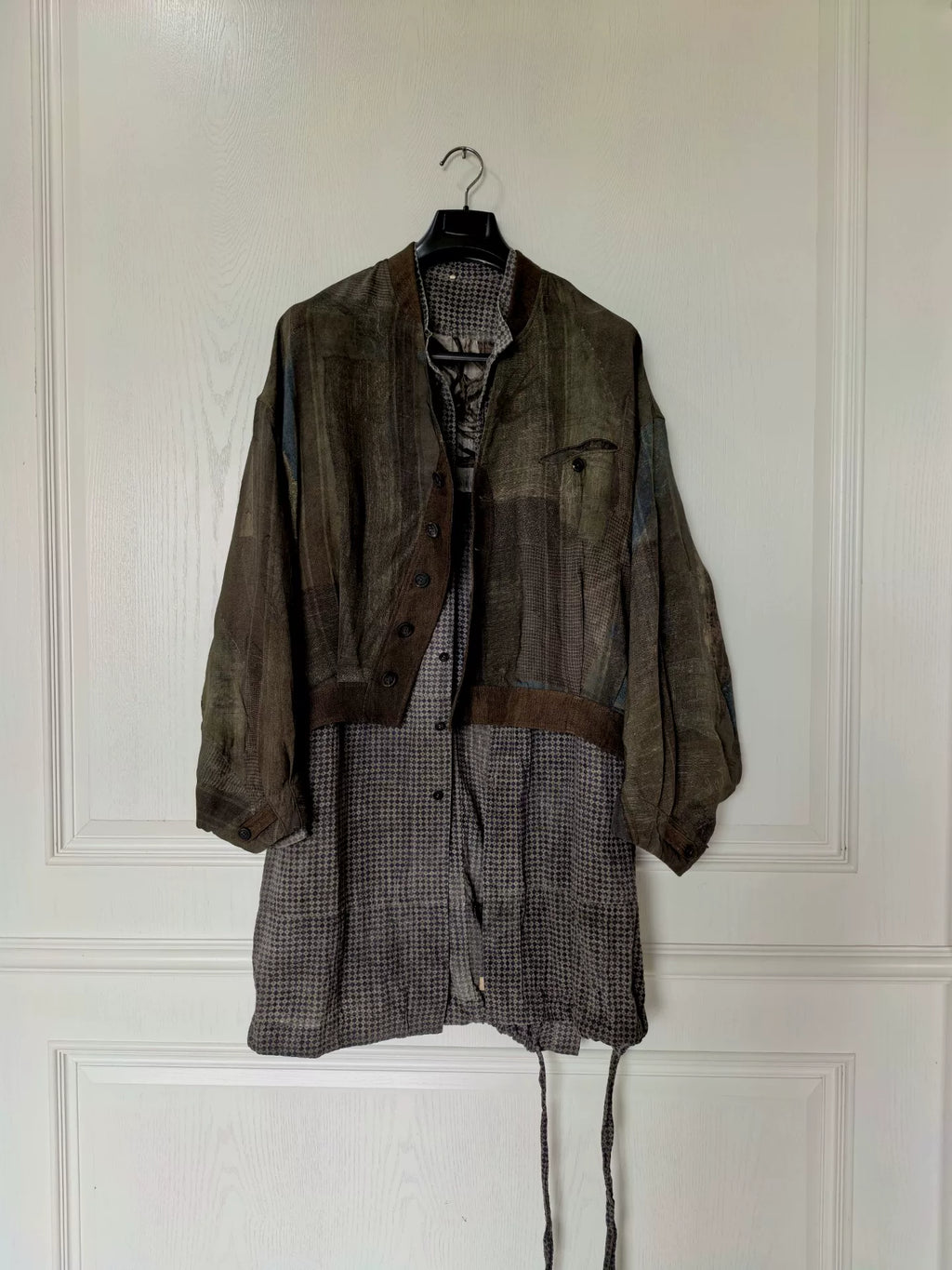Ziggy Chen 17SS Dirty Dyed Diamond Pattern M51 Thin Trench Coat Long Shirt Jacket