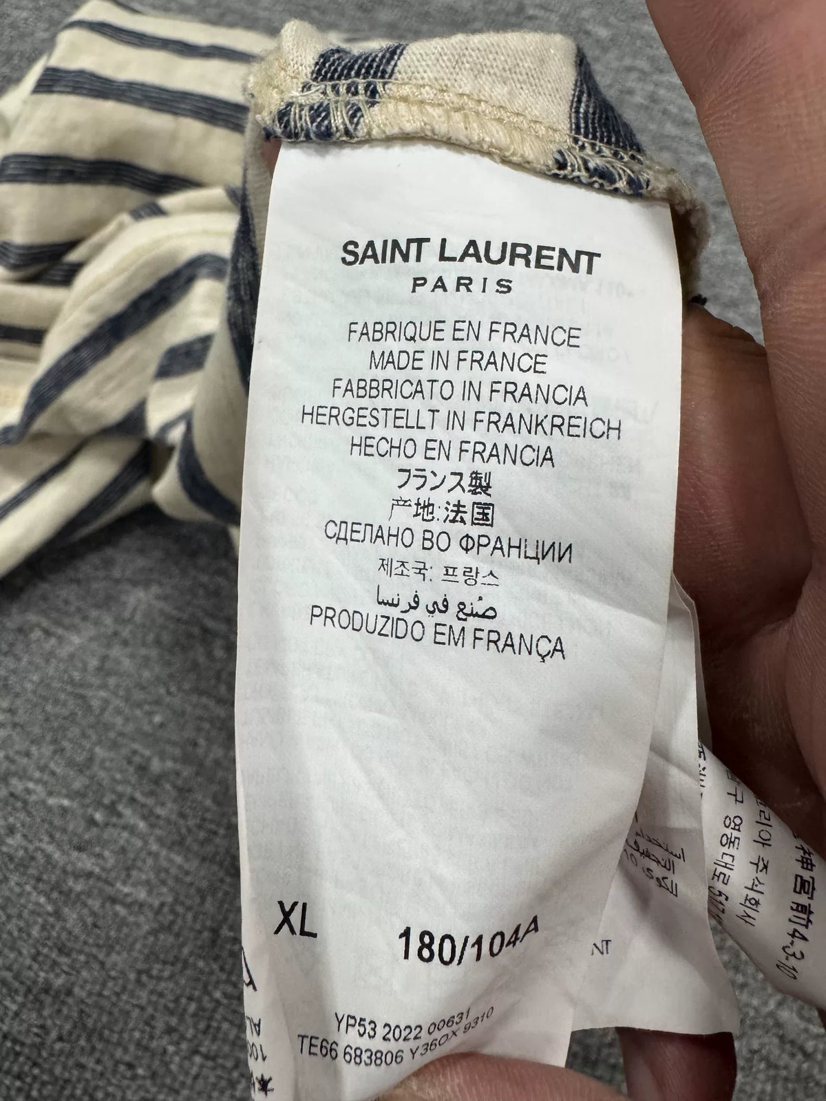 Saint Laurent Striped Short Sleeve Top