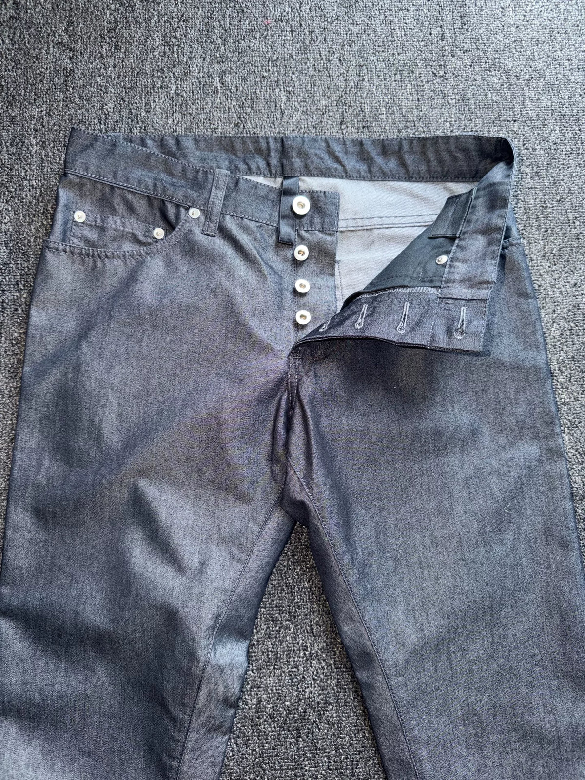 Balenciaga 13FW Metallic Straight-Leg Pants Jeans