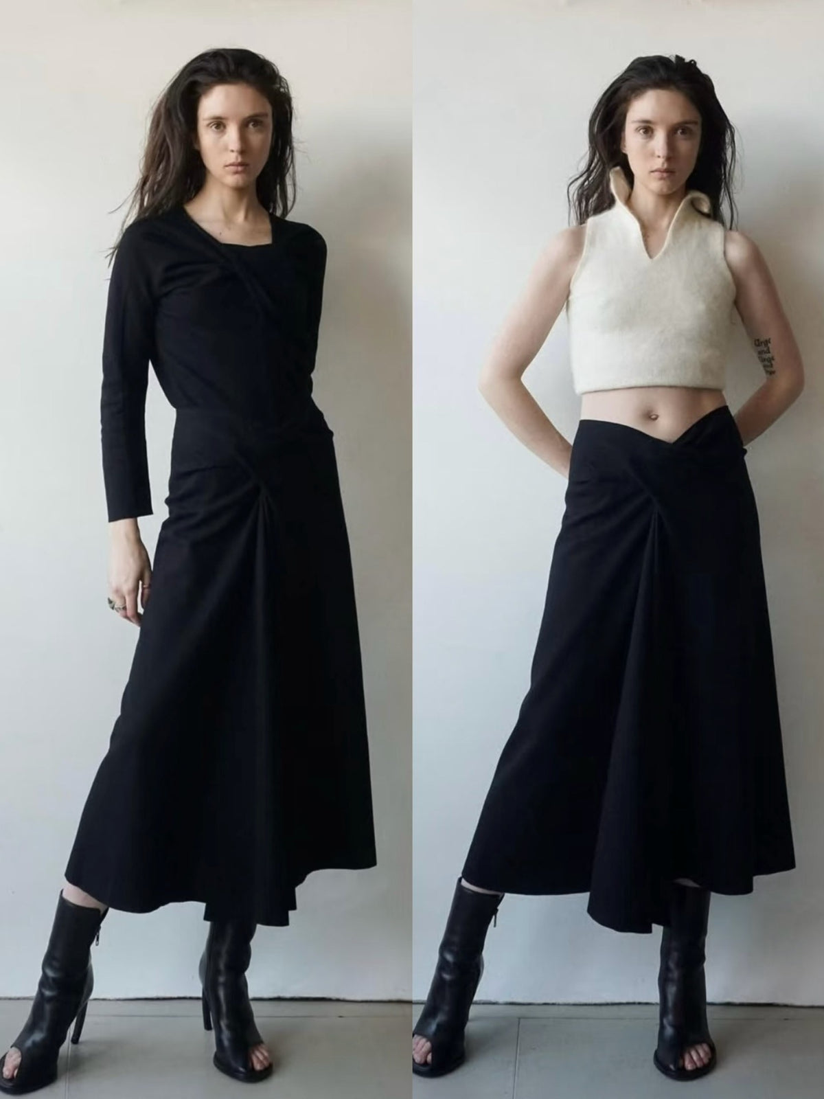 Issey Miyake Midi Wool Skirt