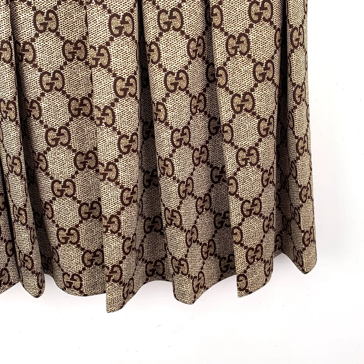 Gucci Ebony Double G Jacquard All-Over Print Drawstring Pleated Long Skirt