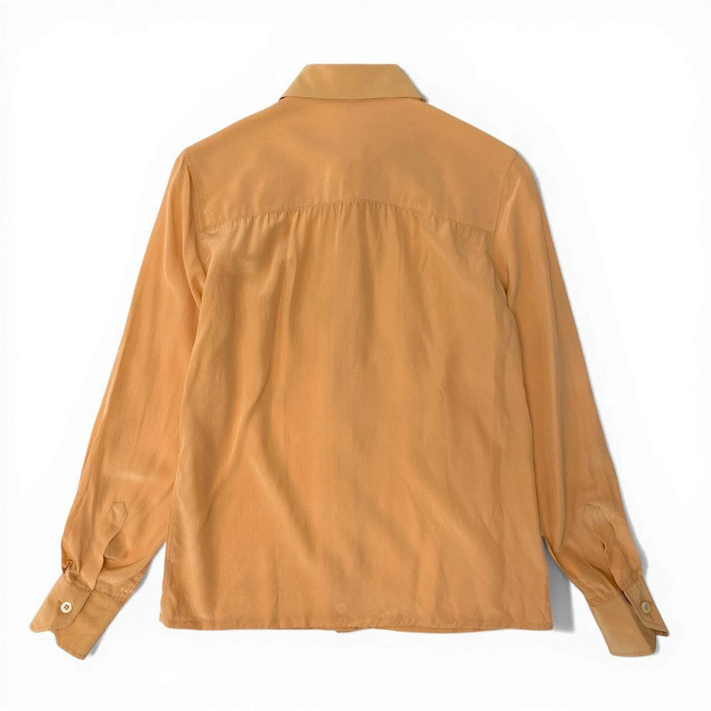 Celine 1990s Silk Logo Embroidered Long Sleeve Shirt