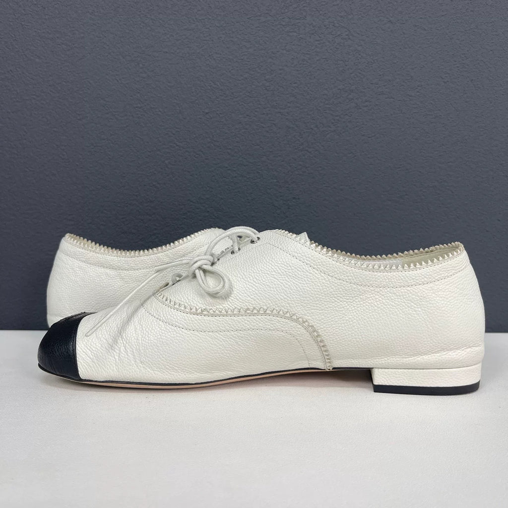 Chanel Black and White Leather Shoes